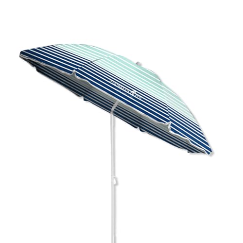 Caribbean Joe Chaby International Portable, Adjustable Tilt Beach Umbrella with UV Protection | Vented Canopy, Built-in Sand Screw Anchor, Carry Bag | 6 FT (Horizon Stripe) (CJ-UV72HS)
