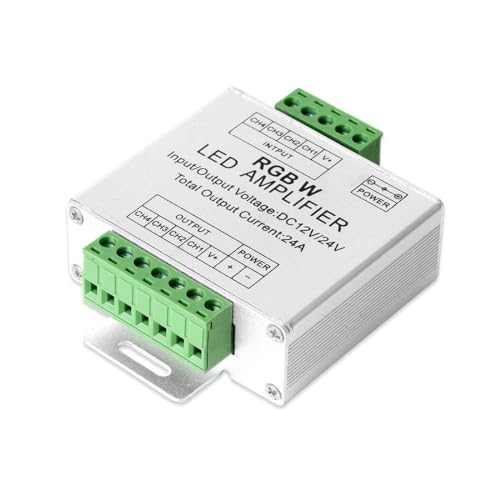 BTF-LIGHTING Single Color CCT RGB RGBW LED Strip 4 Channel Signal Amplifier Controller Work with 2pin 3pin 4pin 5pin DC12V/DC24V Max 24A 5050SMD LED Strip Suitable for Long Distance LED Projects