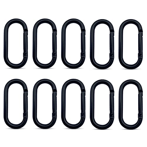 VICDUEKG 10 Pcs Carabiner Clips Locking Carabiners Aluminum Heavy Duty Chain Connector Keychain Snap Bag Hook for Climbing Outdoor Camping Fishing Hiking Securing Pet Home Hammock, Black