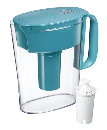 Brita 6 Cup Water Filter Pitcher with 1 Standard Filter, Metro, Turquoise (Package May Vary)