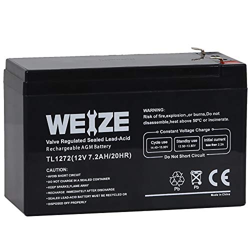 WEIZE 12V 7AH Rechargeable Sealed Lead Acid Battery for Razor E200/E200S E300 & E300S Electric Scooter,MX350 & MX400 Dirt Rocket Electric Dirt Bike Parts