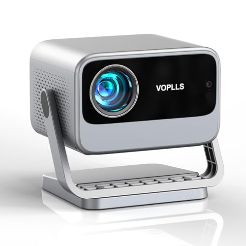 [Netflix Officially & AI Auto Focus] VOPLLS 4K Projector with WiFi and Bluetooth, 3D Stereo Sound & Auto Keystone Smart Video Projector, 600 ANSI Outdoor Projector with Screen, MAX 300'' Display