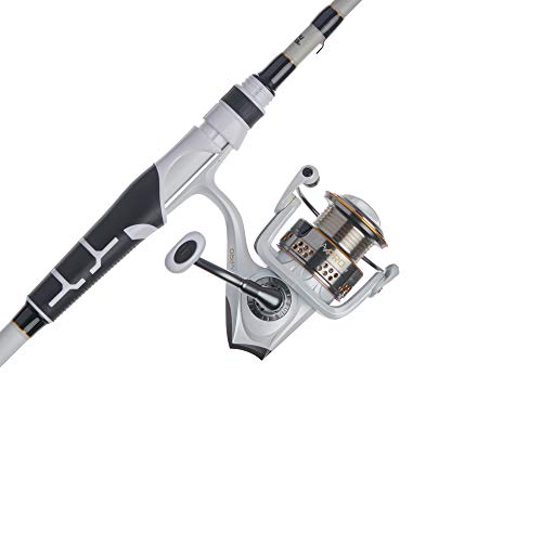 Abu Garcia 6’6” Max Pro Fishing Rod and Reel Spinning Combo, 6 +1 Ball Bearings with Lightweight Graphite Body & Rotor, Extra Durable Everlast Bail System,Grey