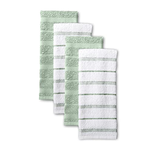 KitchenAid Albany Kitchen Towel 4-Pack Set, Cotton, Pistachio/White, 16'x26'