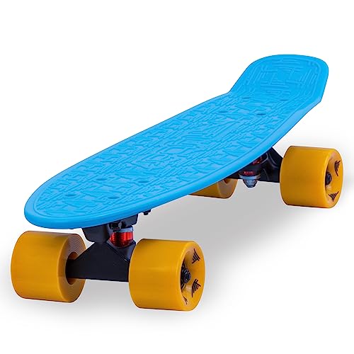 Flybar 22 Inch Kids Skateboard – Mini Cruiser Skateboards for Kids Ages 6-12, Outdoor Toys, Lightweight, Durable, Non-Slip Deck, ABEC-7 Bearings, Holds up to 175 lbs (Blue Orange)
