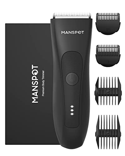 MANSPOT Manscape Groin Hair Trimmer for Men, Electric Ball Trimmer/Shaver, Replaceable Ceramic Blade Heads, Waterproof Wet/Dry Groin & Body Shaver Groomer, 90 Minutes Shaving After Fully Charged