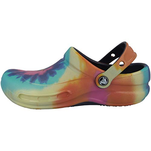 Crocs Unisex Bistro Graphic Clogs, Slip Resistant Work Shoes, Tie Dye/Navy, 8 US Men