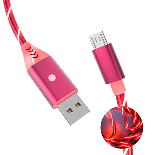 LED Micro USB Cable with Switch On/Off Compatible with Samsung Galaxy S7 Edge S6 S5 S2 J7 J7V J5 J3 J3V J2, LG K40 K20, Fire Tablet, PS4, Xbox, Kindle Micro USB Charging Cord (Red,4.9ft)