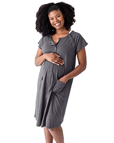 Kindred Bravely Universal Labor and Delivery Gown | 3 In 1 Labor, Delivery, Nursing Gown for Hospital (Grey Heather, 1X-2X)