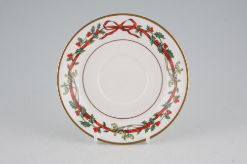 *Royal Worcester Holly Ribbons Saucer for Tea Cup