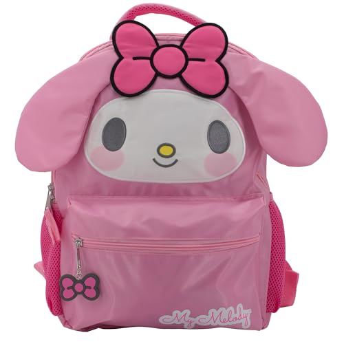 AI ACCESSORY INNOVATIONS Hello Kitty My Melody Backpack for Girls, Sanrio Kawaii Bookbag, 16 Inch Anime School Bag with 3D Features,