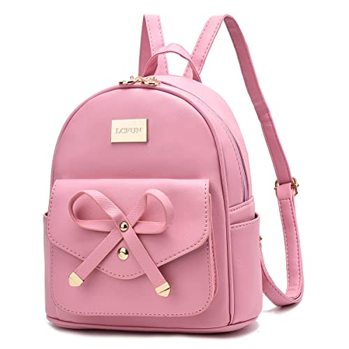 LCFUN Cute Mini Leather Backpack Fashion Small Daypacks Purse for Girls and Women (PINK)