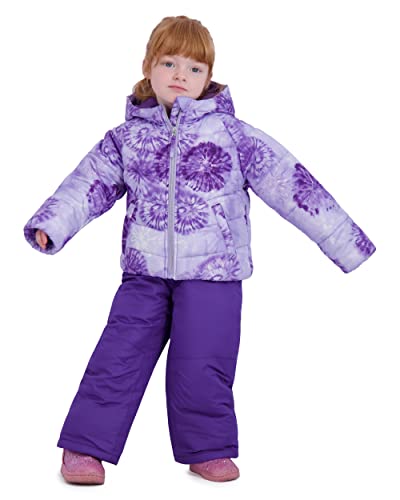 Rothschild Girls' Ski Jacket and Snowbib Snowsuit Set, Purple Tiedye, 5/6