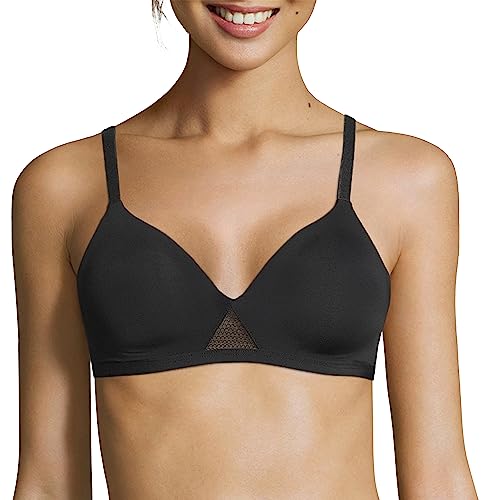 Hanes womens Oh So Light Foam Comfortflex Fit Wirefree Mhg521 Bra, Black/Nude, Large US