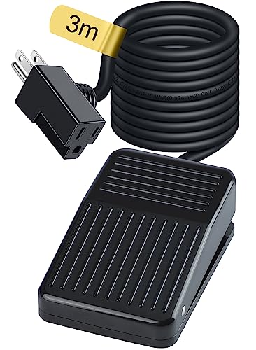 Coolneon Foot Switch Normally Off Press and Hold to ON 10FT UL Cable & Plug, Dead Man Pedal Momentary 15A 250VAC US 3-Prong Piggyback for Lichtenberg Machine Table Saw Scroll Saw Miter Power Tools
