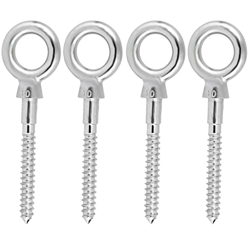 Abimars Eye Bolts by Load Capacity 1000lbs, 4PCS M10 316 Stainless Steel Eye Hooks Screw in Heavy Duty for Hanging Hammocks, Swing Chairs, Heavy-Duty Suspension