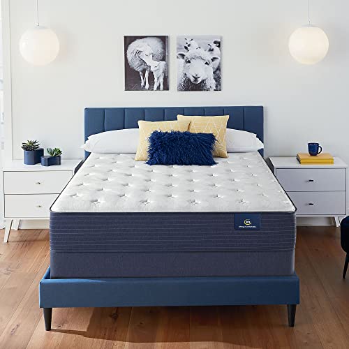 Serta - 11' Clarks Hill Plush King Mattress, Comfortable, Cooling, Supportive, CertiPur-US Certified,White/Blue