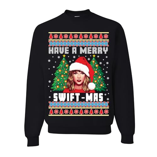 wild custom apparel Have A Merry Ugly Christmas Crewneck Sweatshirt, Black, Small