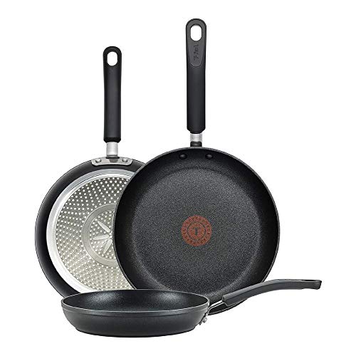 T-fal Experience Nonstick Fry Pan Set 3 Piece, 8, 10.25, 12 Inch Induction Oven Safe 400F Cookware, Pots and Pans, Dishwasher Safe Black
