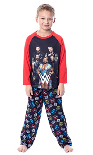 INTIMO WWE Boys' Wrestling Randy Orton Roman Reigns Raglan Sleep Pajama Set (4/5) Black