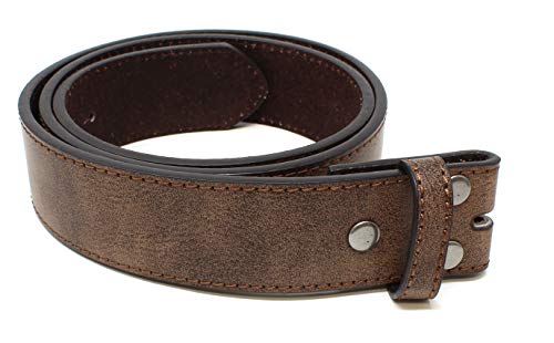 BC Belts Leather Belt Strap with Vintage Distressed Texture 1.5' Wide with Snaps (Dark Brown-M)