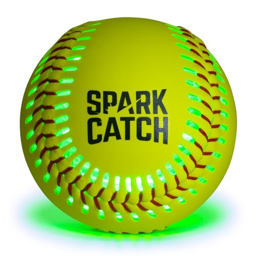 SPARK CATCH Light Up Softball 12', Glow in The Dark Softball, Fastpitch Slowpitch Softball, for Girls, Teens, and Softball Players (Neon Green)