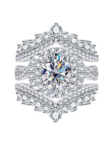 CannyCat Oval Cut Moissanite Wedding Ring Sets for Women Infinity 3.88 CTTW Moissanite Cathedral Rings with Curved Enhancers Bridal Set Lab Created Diamond Anniversary Engagement Ring Set (size-8)