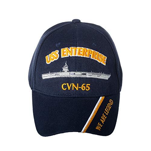 Artisan Owl Officially Licensed USS Enterprise CVN-65 Embroidered Navy Blue Baseball Cap