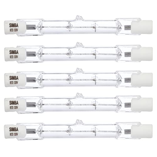 Simba Lighting Halogen R7S 78mm T3 100W Dimmable 800lm (5 Pack) J Type Linear Double Ended Floodlight Bulb 360º Beam Angle 120V for Work, Security, Landscape Lights, Floor Lamps, Warm White 2700K