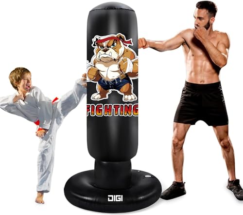 Punching Bag for Kids Teen and Adult - 61' Extra Large Inflatable Boxing Bag with Stand - Karate Toys Gifts for Birthday Christmas Stocking Stuffers for Boys Aged 4 5 6 7 8 9 10 12+