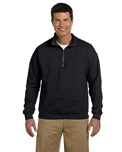 Gildan Adult Fleece Quarter-Zip Cadet Collar Sweatshirt, Style G18800, Black, X-Large