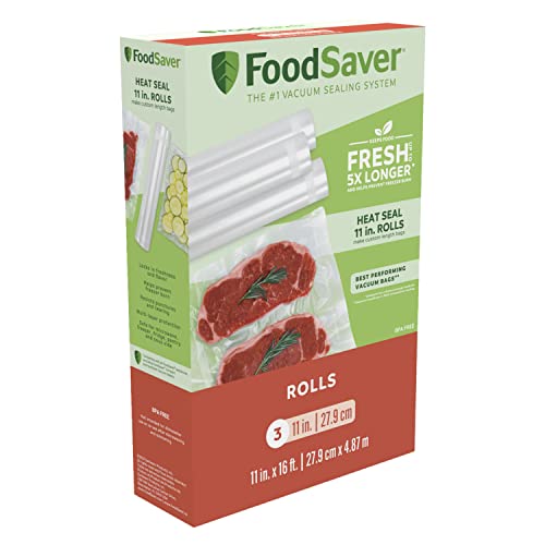 FoodSaver 11' x 16' Vacuum Seal Roll with BPA-Free Multilayer Construction for Food Preservation, 11' Roll 3 Pack
