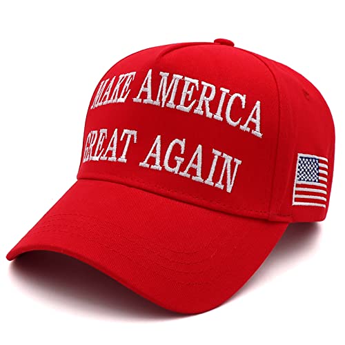 Trump 2024 MAGA Hat Make America Great Again Donald Trump Slogan with USA Flag Cap (Red MAGA Hat)