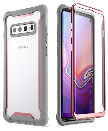 i-Blason Ares Series Designed for Samsung Galaxy S10 Case Full-Body Rugged Clear Bumper Case with Built-in Screen Protector for Galaxy S10 2019 [NOT Compatible with Fingerprint Sensor] (Pink)