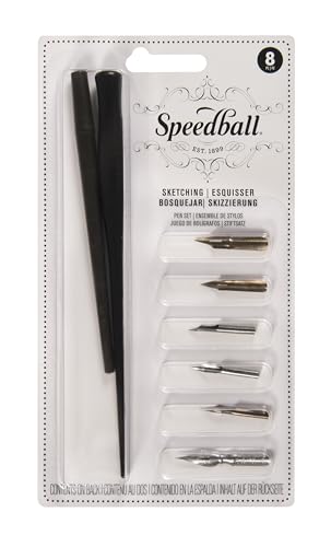 Speedball Sketching Pen Set - 2 Penholders w/ 6 Pen Tips