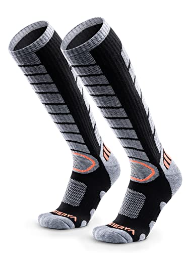WEIERYA Ski Socks 2 Pairs Pack for Skiing, Snowboarding, Cold Weather, Winter Performance Socks Black Medium