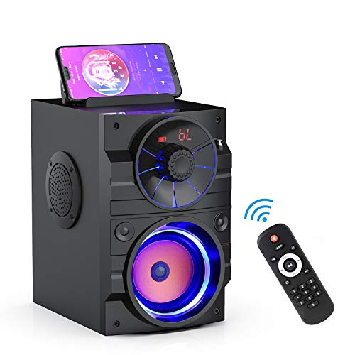 Portable Big Bluetooth Speakers with Light, Wireless with Subwoofer, FM Radio, LED Lights, EQ, Booming Bass, Bluetooth 4.2 Stereo Loud Outdoor/Indoor Retro , for Home, Camping, Travel