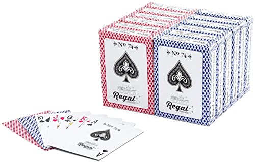 Regal Games - Bulk Playing Cards Set for Adults & Professionals - 6 Red & 6 Blue Standard, Large Print Deck of Cards - Blackjack, Euchre, Canasta, Poker Cards - Fun & Travel Playing Cards (12 Pack)