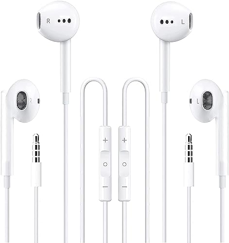 2 Packs-Apple Earbuds with 3.5mm Plug Wired Headphones/Earphones【with Apple MFi Certified】 Built-in Microphone & Volume Control Compatible with iPhone,iPad,Computer,Android Most 3.5mm Audio Devices