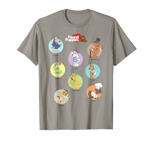 Pound Puppies Vintage Color Circle Portraits T-Shirt