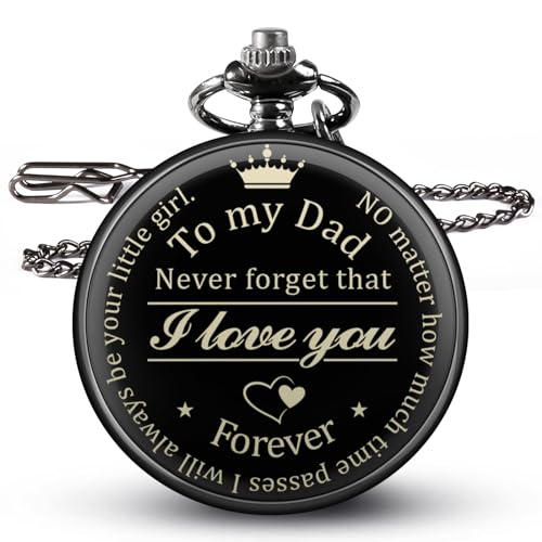 KUCHEY Fathers Day Dad Gifts from Daughter Son, Birthday Gifts for Dad Grandpa Husband Step Dad Personalized Pocket Watch with Chain
