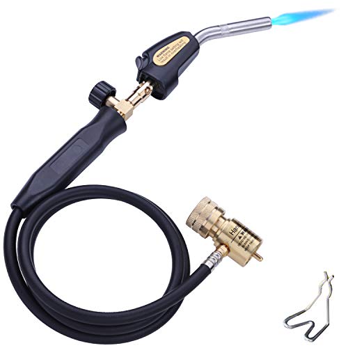 Propane Torch Hand Hose, Mapp Gas Torch,Welding Torch,Hose Length 1.5M/60'Maximum Operating Temperature 1900℃/3600℉-with Hook (Quick ignition with valve Style)