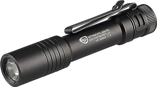 Streamlight 66320 MacroStream USB 500-Lumen Rechargeable Compact Flashlight with Wrist Lanyard, Hat Clip and USB Cord, Black