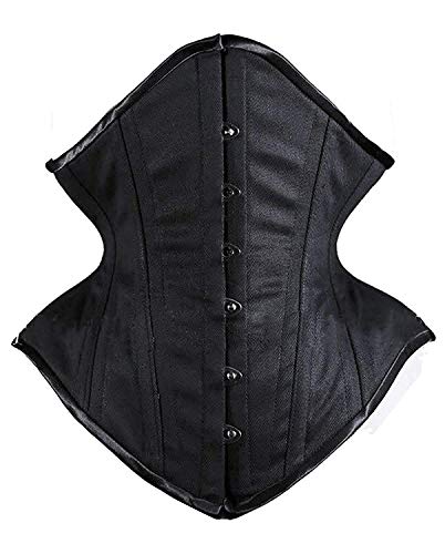 SHAPERX Women Waist Training Corsets Double Steel Boned Heavy Duty Long Torso Body Shaper, SZ1793-Black-L