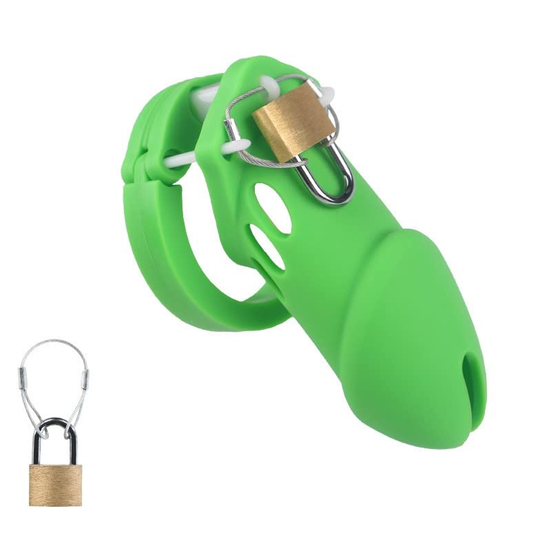 Male Lightweight Chastity cage Device Exercise Green Long Beach Party Men's Silicone Men's Sports Protection Cage Lock~467