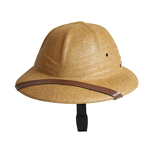 100% Straw Helmet Pith Sun Hat Summer Men Vietnam War Army Hat Dad Boater Bucket Hats Safari Jungle Miners Cap