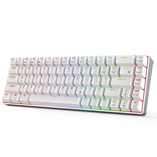 RK ROYAL KLUDGE Wireless 60% Mechanical Keyboard PBT keycaps, Bluetooth Mechanical Keyboard with CNC Frame, Compact Gaming Keyboard with Software - 68 Keys Hot Swappable Gateron Blue Switch, RK68 pro