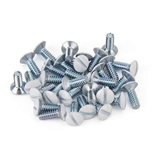 Henne Bery 3/8' Long 6-32 Thread, Oval Head Milled Slot Replacement Wall Plate Screws, 30 Pack, White