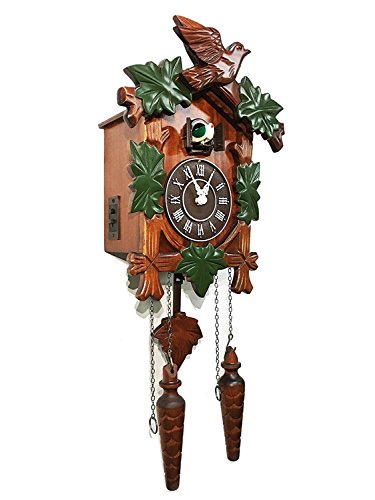 Rylai Cuckoo Clock Vintage Large Wooden Wall Clock Handcrafted 13x9.5 Inch Green