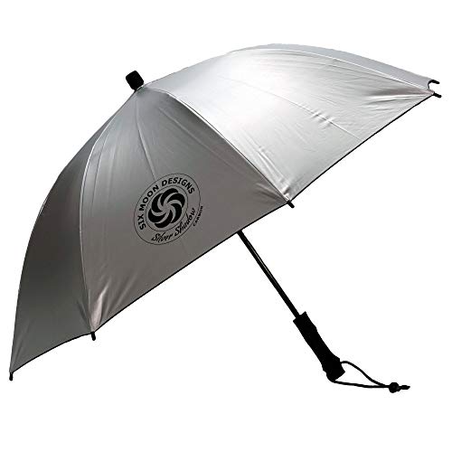 Six Moon Designs Silver Shadow Carbon Ultralight Travel Umbrella - 6.8 oz - Amazing Hiking Umbrella With Carbon Fiber Shaft, Spreader & Ribs - Large Reflective Outer Surface